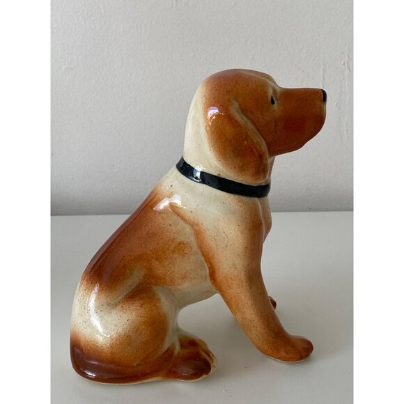 Hound Dog Vintage Glazed Ceramic Sitting Figurine Unmarked 7 Inches - Picture 12 of 16
